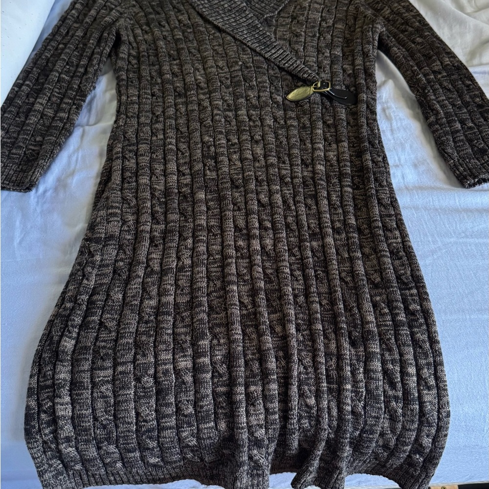 Calvin Klein Brown V-Neck Sweater Dress